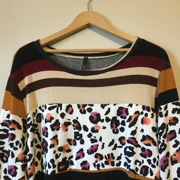 Colourblock Animal Print Soft Knit Rayon Sweater - Picture 3 of 16